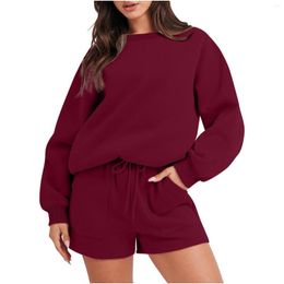 Women's Tracksuits Women Two Piece Outfit Sweatsuits Cap Sleeve Half Zip Pullover Sweatshirt & Shorts Jogging Tracksuit Solid Colour Short