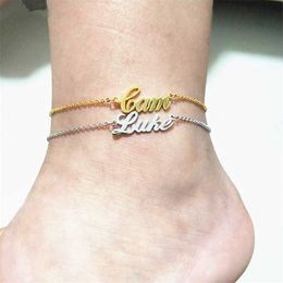 Custom Name Anklets for Women Stainless Steel Nameplate Foot Chain Diy Letter Number Anklet 230719