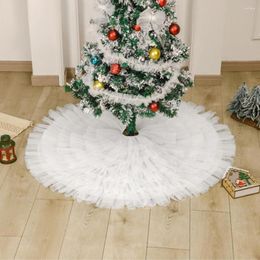 Christmas Decorations Reusable Tree Skirt Durable White Tulle Elegant Round Pleated Decoration For Holiday