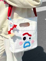 Shoulder Bags Nicely designed cute cartoon canvas bag for women's 2023 summer new large capacity handbag with crossbody tote bagstylishhandbagsstore