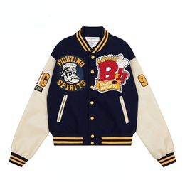 Men's Jackets retro stitching embroidery niche baseball uniform women spring and autumn trend loose personality all-match coat jacket men 230812