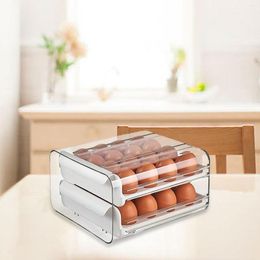 Storage Bottles Double Layers Eggs Containers Fridge Egg Drawer Organiser Bins For Cabinet