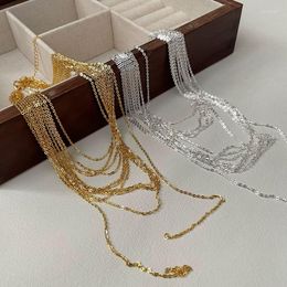 Chains S925 Sterling Silver Korean Tassel Glitter Personality Multi-layer Necklace Fashion Blogger Style Collarbone Chain Wholesale