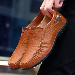 Dress Shoes Men Casual Luxury Brand Genuine Leather Italian Loafers Moccasins Slip on Mens Driving Black Brown Plus Size 47 230814