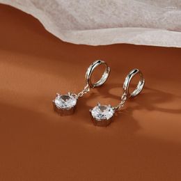 Hoop Earrings 925 Sterling Silver Drop Vintage Round Zircon Handmade Party Accessories Jewelry Gift