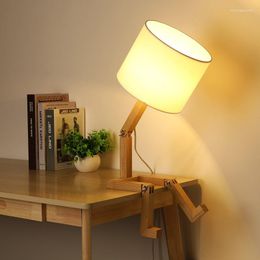 Table Lamps Wooden Robot Shape Creative Lamp Study Fashion Multiple Shapes Reading Desk Nordic Desktop Decorative Night Light