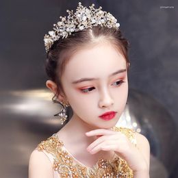 Headpieces Elegant Flower Girls Crown For Wedding Shiny Rhinestones Head Jewellery Luxury Birthday Evening Party First Communion Headband