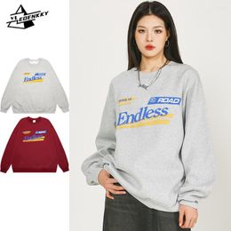 Men's Hoodies Crewneck Hoodless Sweatshirt Men Women Solid Color Letters Printed Jumper Hip Hop Retro Loose Long Sleeves Oversize Couple