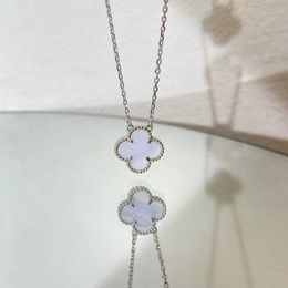 Designer Four-leaf clover luxury top Jewellery accessories High version necklace fritillary purple chalcedony clavicle chain V gold five flower 18k rose gold pendant