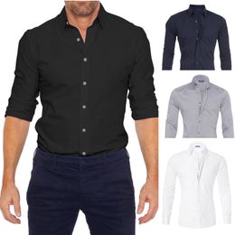 Men s Casual Shirts Dress Wrinkle T Long Sleeve Zip Up Tshirts Stretch Solid Oversized Shirt Fashion Tops 230814