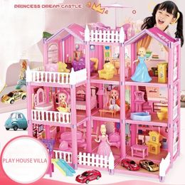 Tools Workshop Children Simulation Doll House Villa Pretend PlayHouse Assembled Doll Castle Manual Princess Castle Girl Toy Gift Toy House Kid 230812