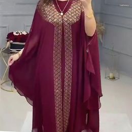 Ethnische Kleidung Muslim Abaya 2 Stück Set African Kleid für Frauen Luxusdurchons Perlen Kaftan Femme Chiffon Robe Islam Abend Party Kleidung
