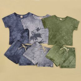 Clothing Sets 2021-04-30 0-5Years Toddler Baby Boy Girl 2Pcs Summer Clothing Set Tie-Dyed O-Neck Short Sleeve T-Shirt+ Short Pants