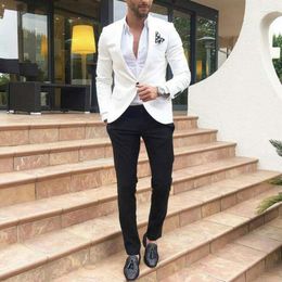 Men's Suits Latest Coat Pant Designs White Terno Masculino Slim Fit Mens Blazers Man Jacket Groom Tuxedos Custom Costume Homme 2Piece