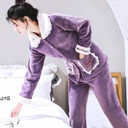 Women's Sleepwear Winter Pyjamas Set Women Full Sleeve Tops Long Pants Pyjama Cosy Warm Soft Fashion Homewear