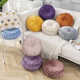 Pillow Fashion Wheel Pleated Roundness Throw S Casual Patchwork Velvet Solid Colour Size 35X10cm 38X10cm