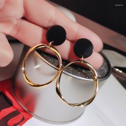 Hoop Earrings Women's Golden Big Circle Pendant Vintage 2023 Trendy Earring Elegant Woman Long In Accessories