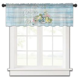 Curtain Flower Lighthouse Beach Kitchen Small Window Tulle Sheer Short Bedroom Living Room Home Decor Voile Drapes