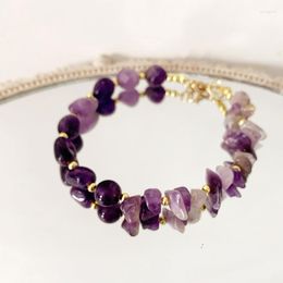 Strand Purple Lavender Designer For Women Girls Natural Amethyst Stones Bracelet Anxiety Yoga Meditation Jewellery