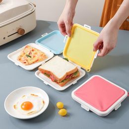 Storage Bottles 1 Pc Sandwich Bread Sealed Fresh Box Worker Student Silicone Portable Takeaway Bento Heatable