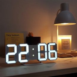 Desk Table Clocks 3D LED Digital Alarm Clock Three-dimensional Wall Clock Hanging Watch Table Calendar Thermometer Electronic Clock Furnishings 230814