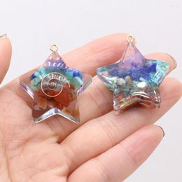 Pendant Necklaces 1pcs Natural Stone Five-pointed Star Shape Resin Charm For Women Necklace Accessories Jewellery Making Gift Size 32x35mm