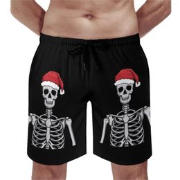 Men's Shorts Funny Skeleton Santa Hat Board Summer Christmas Gear Sportswear Short Pants Men Quick Dry Oversize Swimming Trunks