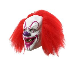 Party Masks Cosplay Halloween Face Cover Clown Red Eye Latex Headgear Funny Masquerade Costume Props Mask 230814