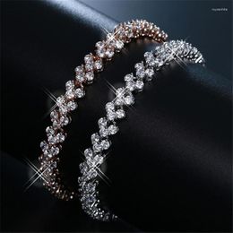 Charm Bracelets Sparkling Zircon Love Heart Bracelet & Bangle For Women Fashion Jewelry Wedding Party Gift Sl138