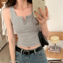 Women's Tanks 2023 Women Casual Vest Summer Solid Slim Sexy Fit Pullovers Female Streetwear Cotton Tees Top