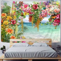 Tapestries Beautiful Flower Stand Tapestry 3D Printing Room Decor Living Room Wall Canvas Wall Decor Art Beach Mat Tapiz