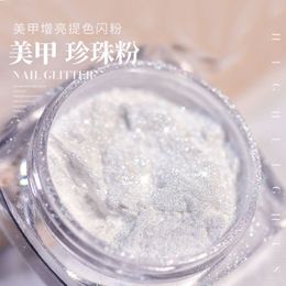 Nail Glitter Shimmer Aurora Pearl White Mirror Powder Chrome Rubbing Pigment Dust Holographic Manicure UV Gel Polish Mermaid 9 230814