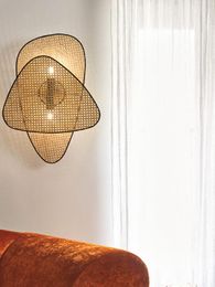 Wall Lamp Japanese Style Chinese Living Room Dining Restaurant Bar Tea Pot Rattan