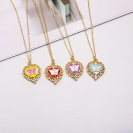 Pendant Necklaces 2023 Design Classic Heart Butterfly Copper Drip Oil Woman Girl Necklace Party Wedding Anniversary Jewellery Gift