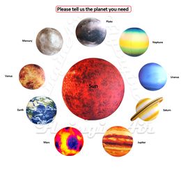 wholesale Inflatable Solar System Planets Balloon 2m Hanging Star Model LED Sun Sphere Ball For Museum And Party Decoration