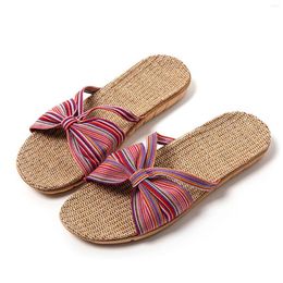 Slippers Ladies Summer Cool Linen Soles Comfortable Soft Outdoor Breathable Low Wedge Sandals For Women Size 9