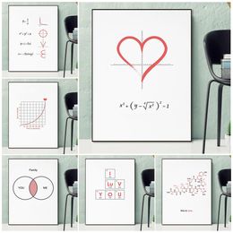 Romantic Love Posters Mathematical Formula Canvas Painting Wall Art Nordic Style For Livingroom Wedding Room Home Decor No Frame Wo6