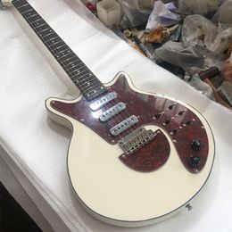 Custom White BM01 Brian May Signature Electric Guitar Red Pearl Pickguard 3 Burns Pickups Tremolo Bridge 22 Frets 6 Switch Chrome Hardware
