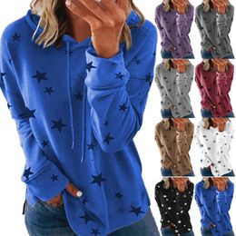Women's Hoodies Womens Bulk Sweatshirt Women Hoodie Star Print Loose Fit Flexible Cosy Practical Zipper Shirt