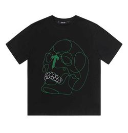 Designer Fashion Clothing Tshirt Tees High Street Embroidered Skull Head Short Sleeve Men's Women's Loose Street Cotton Round Neck T-shirt Trend brand Summer