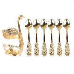 Dinnerware Sets Coffee Spoon Holder Elegant Swan Shaped Alloy Mirror Polish Rich Details Stirrers For Party Cafe Office