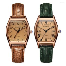 Wristwatches Fashion Women Watch Small Simple Retro Leather For Casual Vintage Quartz Brown Clock Ladies