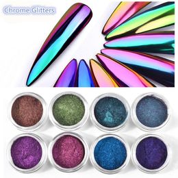 Nail Glitter 02g Box Magic Mirror Dust Powder Chameleon Aurora Art Chrome Pigment Decoration 230814