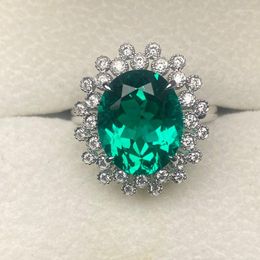 Cluster Rings Pirmiana 18K Real White Gold Setting 6.0ct Lab Grown Emerald Ring Fashion Wedding Band Engagement Jewellery Women