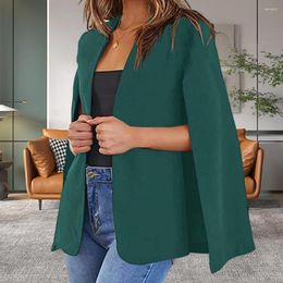 Women's Suits Women Cloak Suit Coat Collarless Split Sleeve Design Office Lady Solid Color Open Front Casual Outerwear Tops