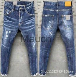 Men's Jeans Men Ripped Skinny Denim Jeans Blue Holes Jeans Italian Style Stretch Denim Pants High Quality Male Slim Fit Denim Trousers 38 J230814