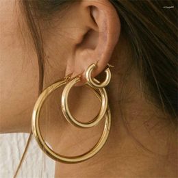 Stud Earrings Europe And The United States Simple Earings Personality Stainless Steel Charm Ladies Gold Colour Small Large Circle E