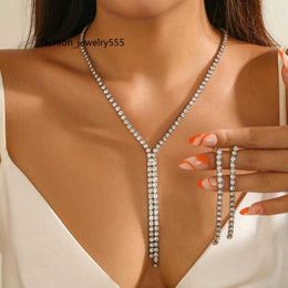 Chokers Choker Salircon Elegant Exquisite Rhinestone Chain Necklace Sexy Claw Tassel Chest Women's Wedding Party Jewelry Set