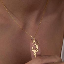 Anhänger Halskette Trendy Om Buddhismus Ohm Halskette für Frauen Edelstahl Mala Yoga Chakra Atem Meditation Amulettschmuck