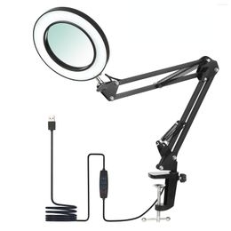 Table Lamps High Quality 8X Illuminated Magnifier USB 3 Colors LED Magnifying Glass For Metal Swing Arm Lamp With Lens